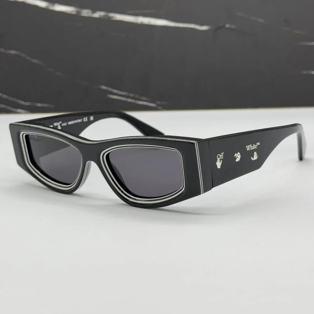 NEW OFF-WHITE SUNGLASSES, BLACK WHITE CAT EYE SUNGLASSES OFF-WHITE ANDY 11007